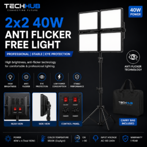 TechHubX 2x2 40W Anti Flicker LED Panel Light for Studio, Office and Classroom