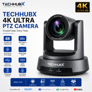 TechHubX Full HD PTZ Camera with AI Auto Tracking for Video Conferencing and Live Streaming