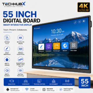 TechHubX 55 Inch Interactive Smart Board 4K UHD Digital Display for Classrooms and Meeting Rooms