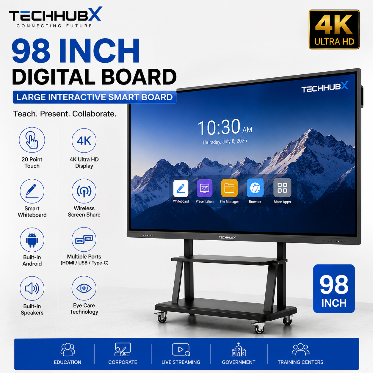 Techhubx 98 Inch Digital Board | Smart Interactive Display