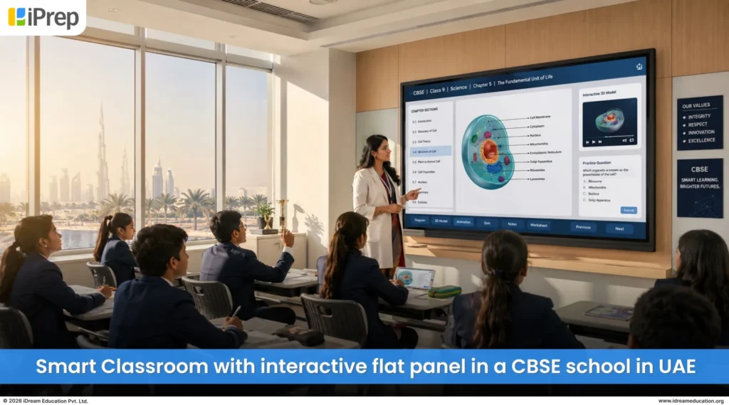 CBSE school smart classroom in UAE using interactive flat panel for digital learning