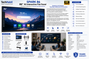 TechHubX Spark 86 Inch AI Interactive Flat Panel | 4K Smart Board