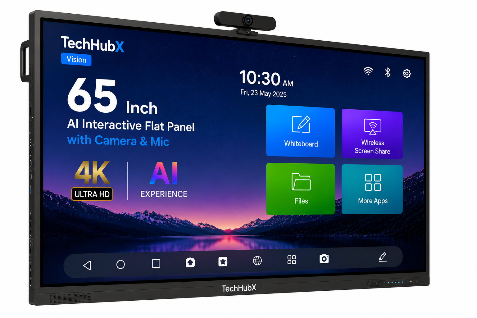 TechHubX Vision 65 Inch AI Interactive Flat Panel with 4K Camera and Microphone