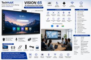 TechHubX Vision 65 Inch AI Interactive Flat Panel with Camera & Mic